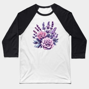 Blossoms in Harmony: Roses and Lavenders Baseball T-Shirt